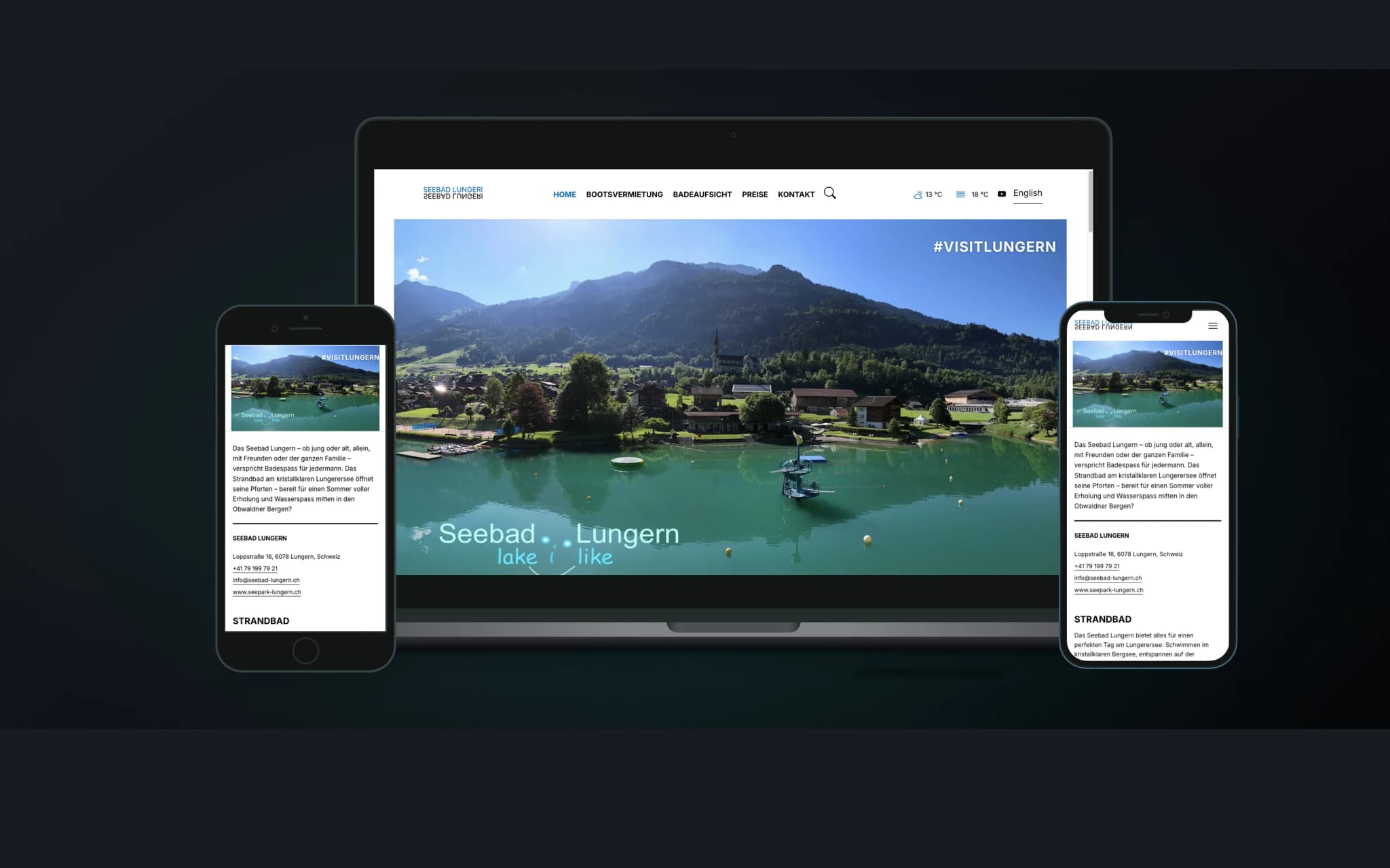 Seebad Lungern: Custom WordPress-Theme mit selbst entwickeltem Ticket- und Newsletter-Plugin – Tourismus / Freizeit für Seebad Lungern