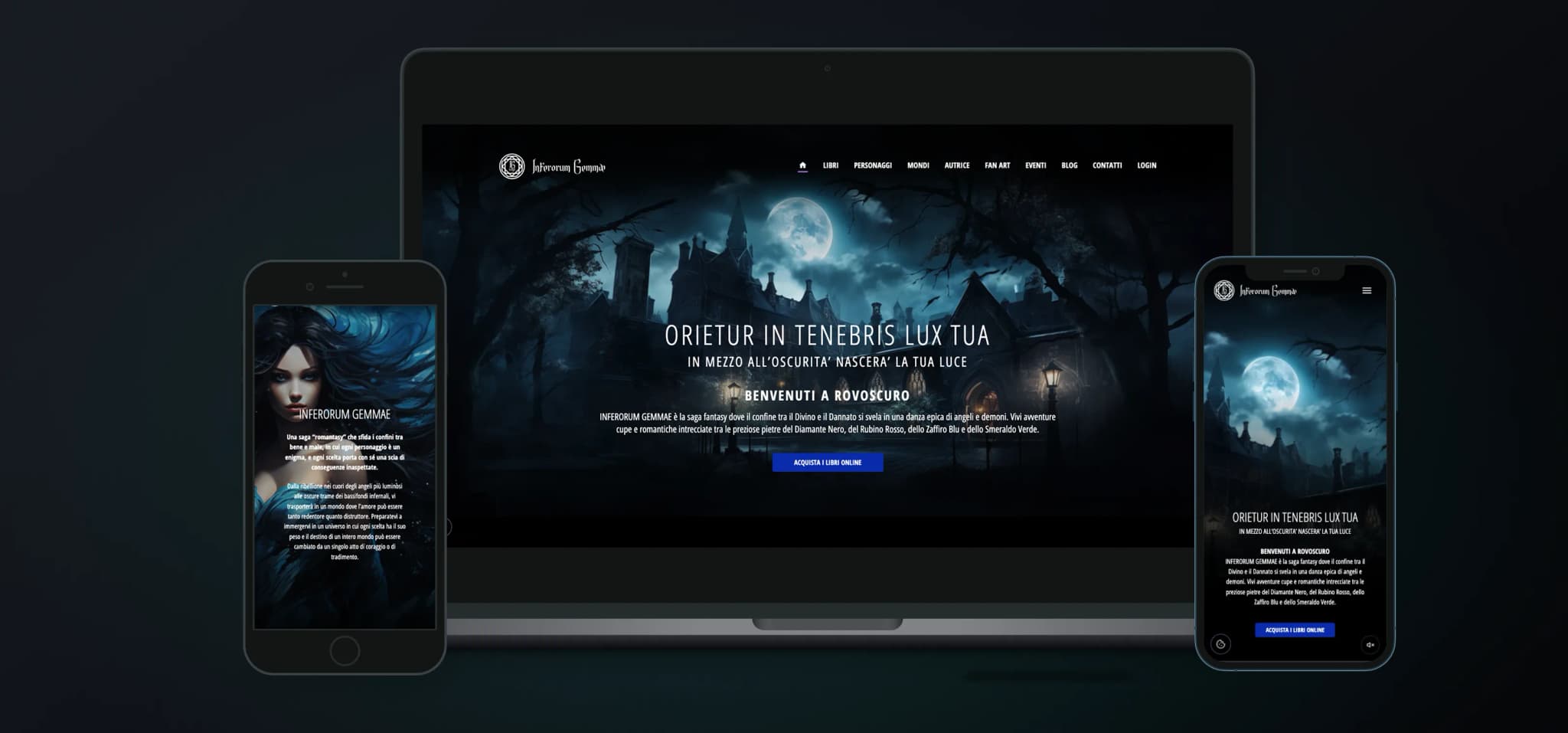 Inferorum Gemmae – WebGL-Markenwelt für eine italienische Romantasy-Saga – Verlag & Belletristik für F. Vanessa Arcadipane · Inferorum Gemmae