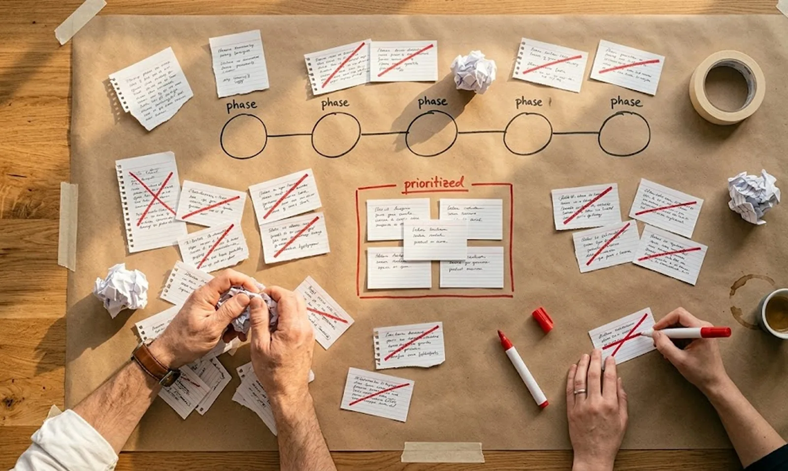 MVP-Konzept auf einem Whiteboard: Feature-Priorisierung für ein Minimum Viable Product